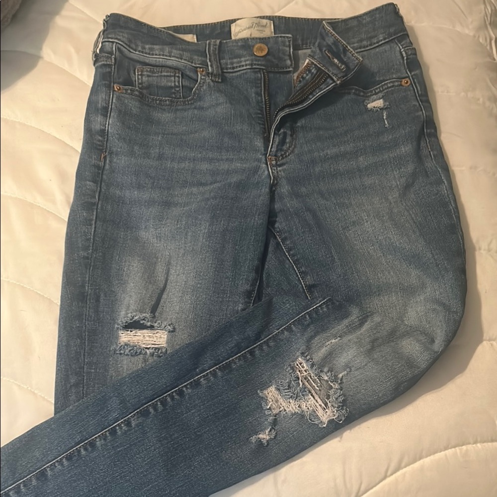 Blue Skinny Distressed Jeans with Vintage Appeal